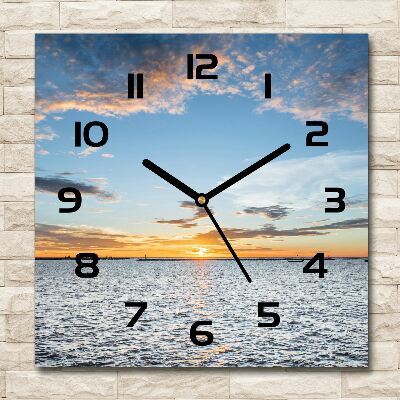 Zegar szklany kwadratowy Zmierzch nad morzem