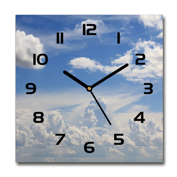 Vierkante glazen wandklok Wolken aan de hemel