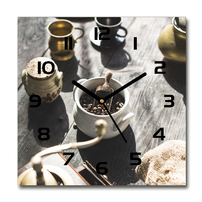 Vierkante glas klok Koffiemolen