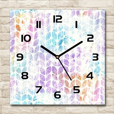 Zegar szklany kwadratowy Kolorowe listki