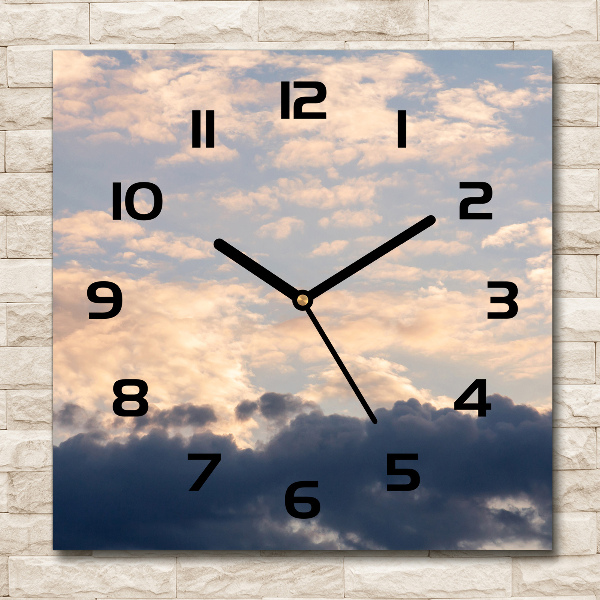 Vierkante glazen klok Wolken aan de hemel
