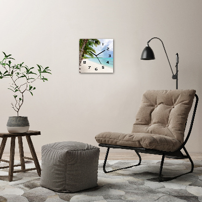 Vierkante glazen klok Tropisch strand