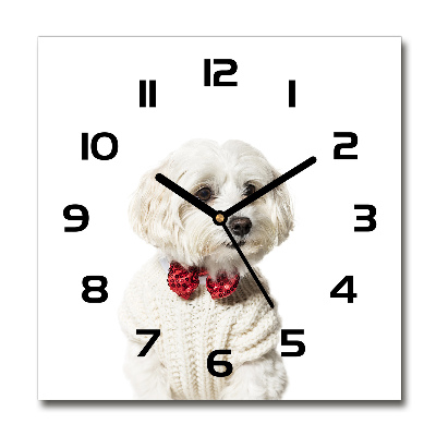 Vierkante glazen klok Maltezer met een vlinderdas