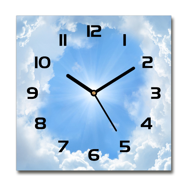Vierkante glazen wandklok Wolken aan de hemel