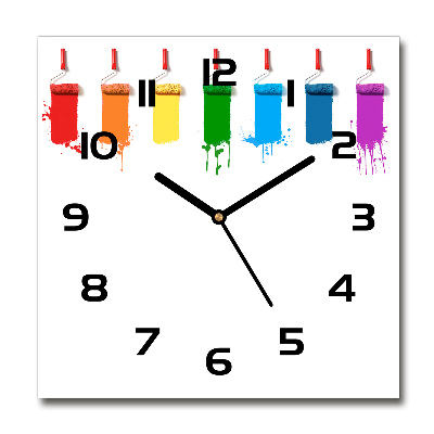 Vierkante glazen wandklok Verfrollers