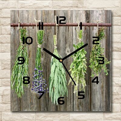Vierkante glazen klok Kruiden aan een touwtje