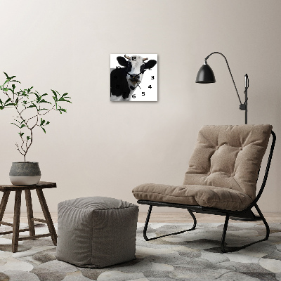 Vierkante glazen klok Gevlekte koe