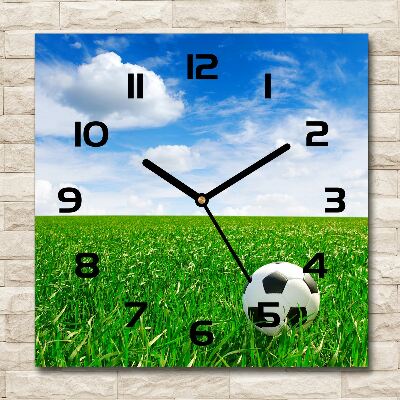 Vierkante glas klok Voetbal op het veld