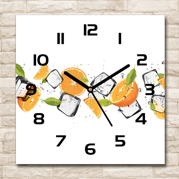 Vierkante glazen klok Sinaasappels met ijs