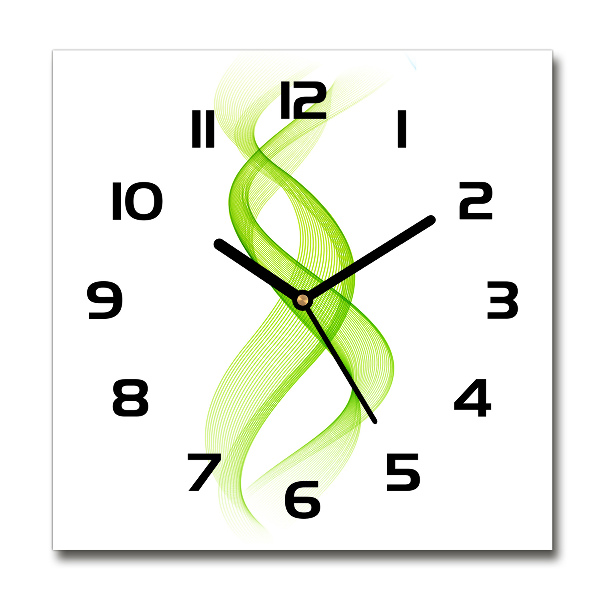 Vierkante glazen wandklok Kleurrijke golven