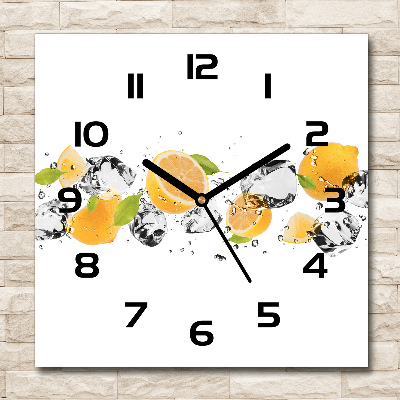 Vierkante glazen wandklok Citroen en water