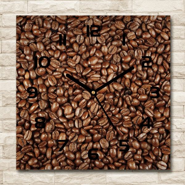 Zegar szklany kwadratowy Ziarna kawy