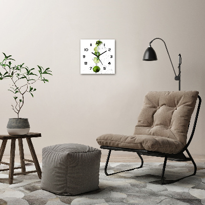 Vierkante glazen klok Kalk en water