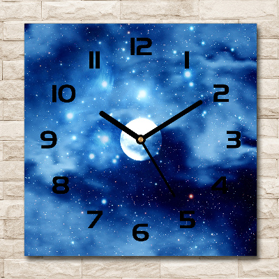Vierkante glazen klok Volle maan