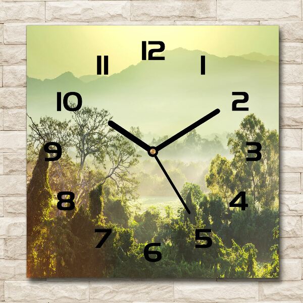 Zegar ścienny szklany kwadratowy Dżungla