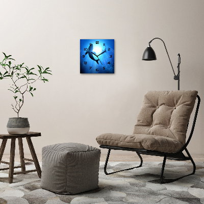 Vierkante glas klok Twee haaien