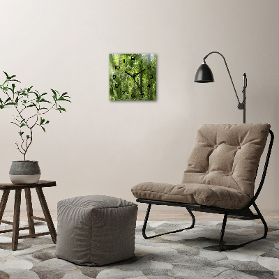 Vierkante glazen wandklok Tropisch bos