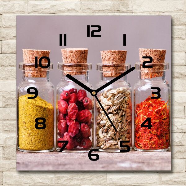 Zegar szklany kwadratowy Kolorowe przyprawy