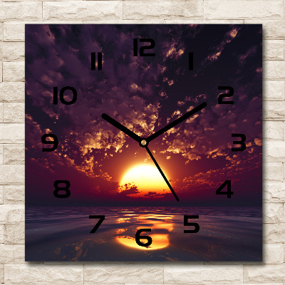 Vierkante glazen klok Zonsondergang
