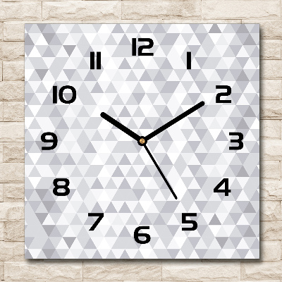 Zegar szklany na ścianę Szare trójkąty