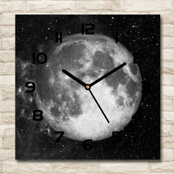 Zegar ścienny szklany kwadratowy Księżyc