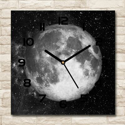 Vierkante glazen klok Maan