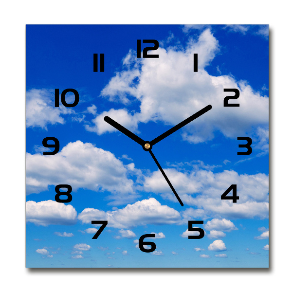 Vierkante glazen wandklok Wolken aan de hemel