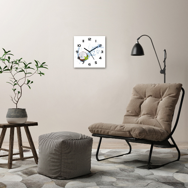 Zegar szklany kwadratowy Kokos i woda