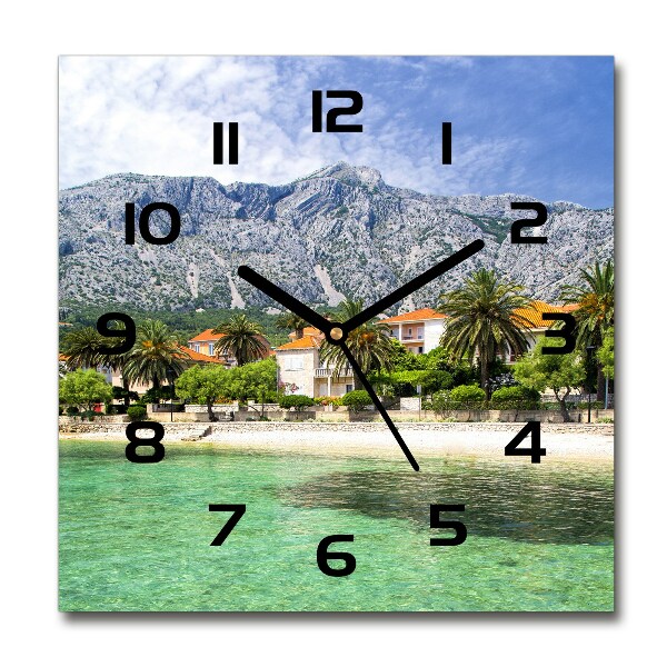 Vierkante glazen klok Strand in Kroatië