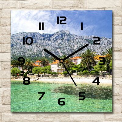 Vierkante glazen klok Strand in Kroatië