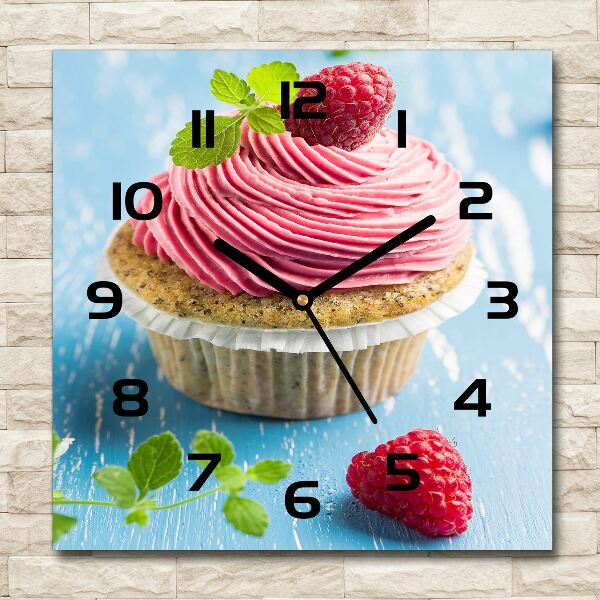 Vierkante glas klok Frambozen cupcake