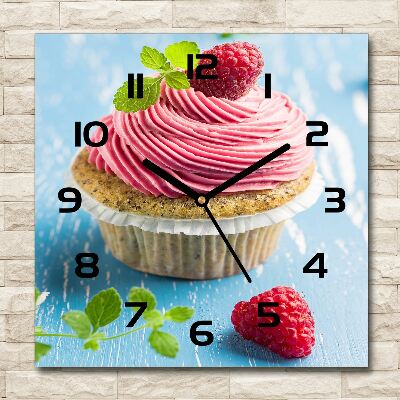Vierkante glas klok Frambozen cupcake