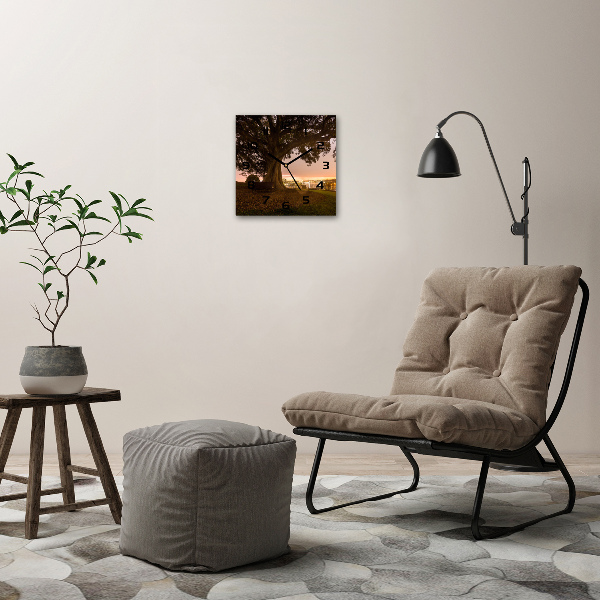 Zegar szklany na ścianę Stare drzewo