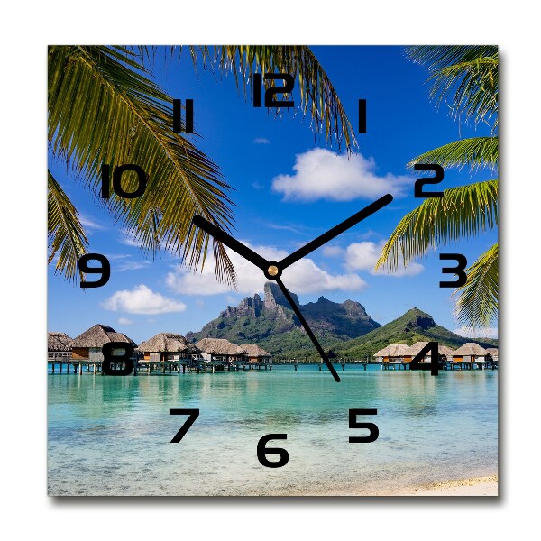 Vierkante glas klok Palmbomen in Bora Bora
