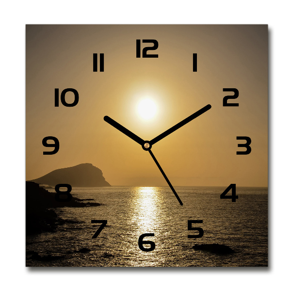 Vierkante glas klok Zonsondergang aan zee