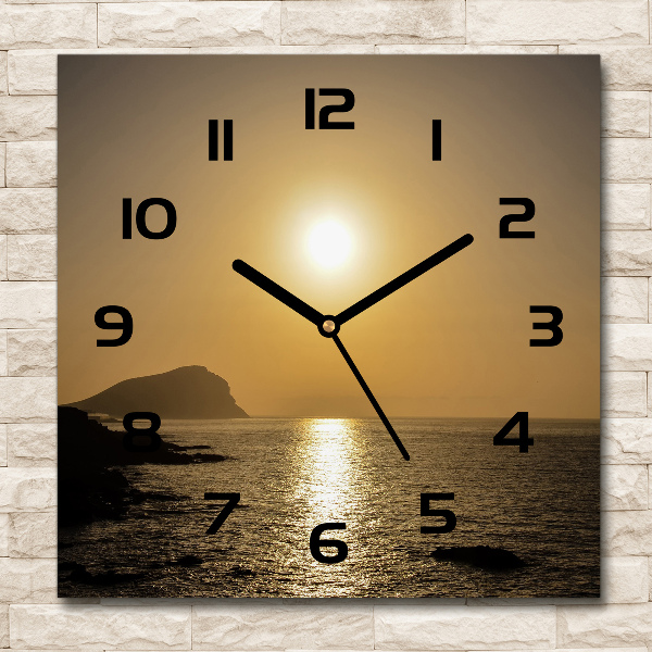 Vierkante glas klok Zonsondergang aan zee