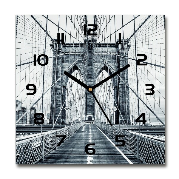 Vierkante glazen wandklok Brooklynbrug