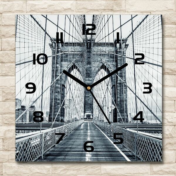 Vierkante glazen wandklok Brooklynbrug