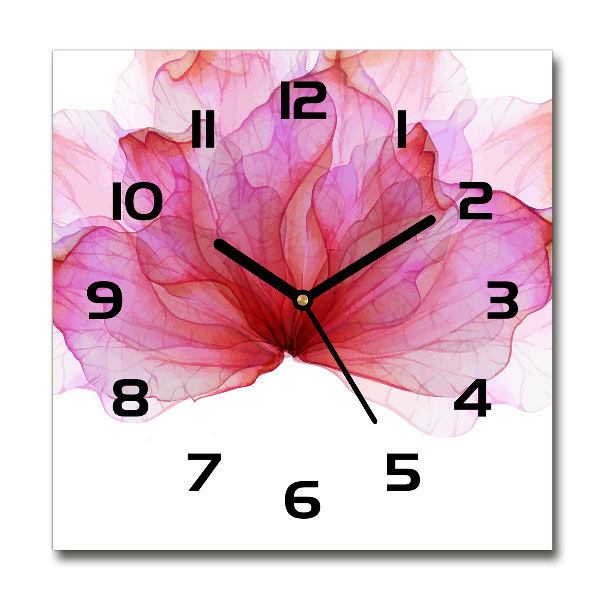 Vierkante glazen klok Roze bloem