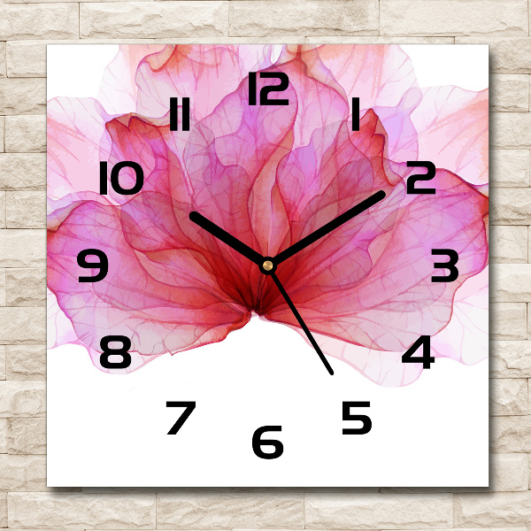 Vierkante glazen klok Roze bloem