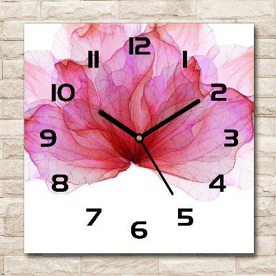 Vierkante glazen klok Roze bloem