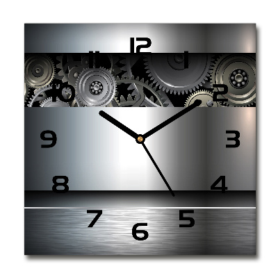 Vierkante glazen klok Tandwielen abstractie