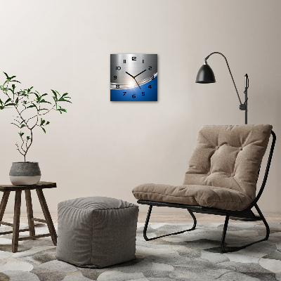 Vierkante glazen wandklok Metaalabstractie