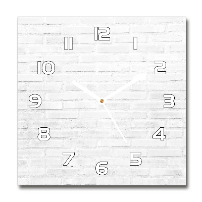 Vierkante glazen klok Bakstenen muur