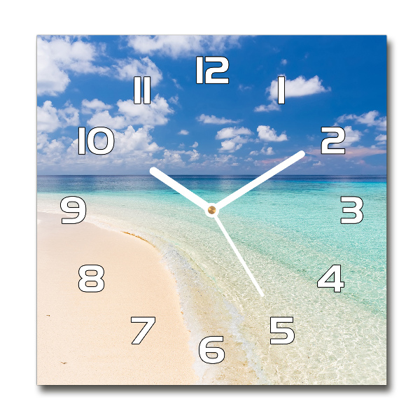 Vierkante glas klok Strand op de Malediven