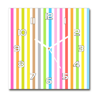 Zegar szklany kwadratowy Kolorowe paski