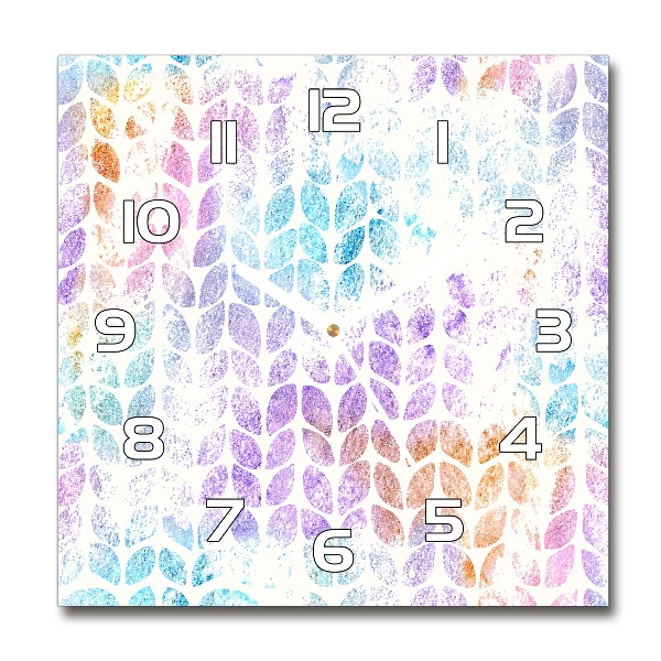 Zegar szklany kwadratowy Kolorowe listki