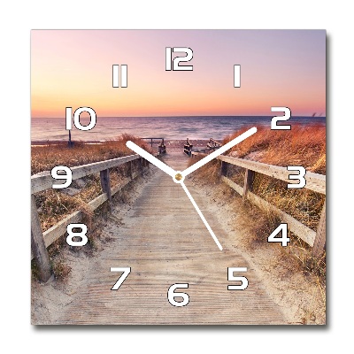 Vierkante glazen klok Pad naar het strand