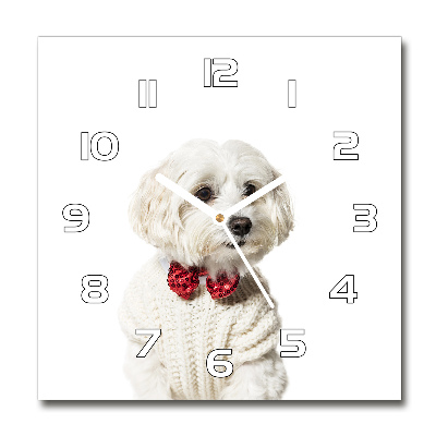 Vierkante glazen klok Maltezer met een vlinderdas