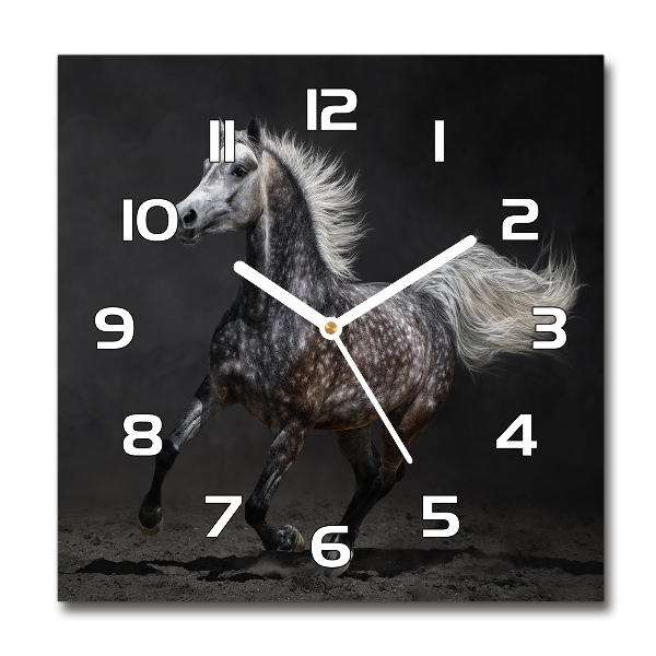 Vierkante glas klok Grijze Arabische paard